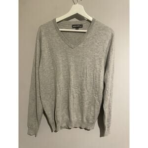 J.Crew Mercantile Sweater Mens Large Gray V Neck Long Sleeve Tight‎ Knit Wool